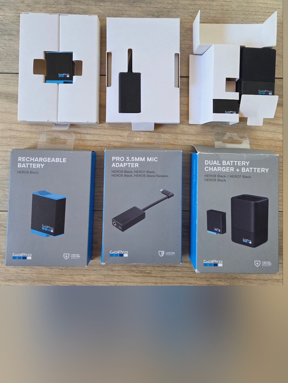 GoPro Bundle - Mic Adaptor + Battery Charger + 2 Batteries for Hero 6/7/8/9